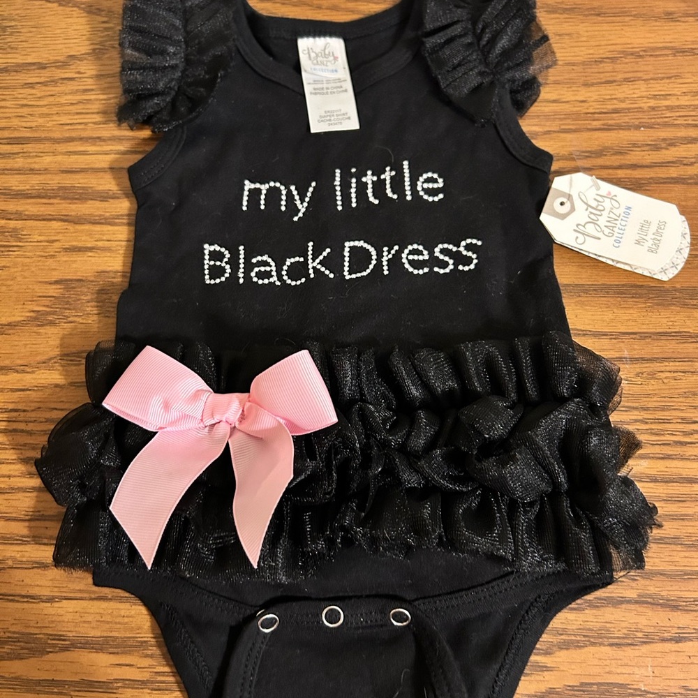 NWT  GANZ Baby Onesie -My Little Black Dress 0-6 Months